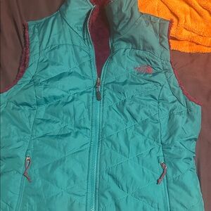 The North Face reversible vest purple and teal colors.